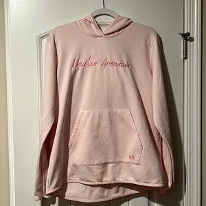 Pink under armor hoodie, size large- worn once